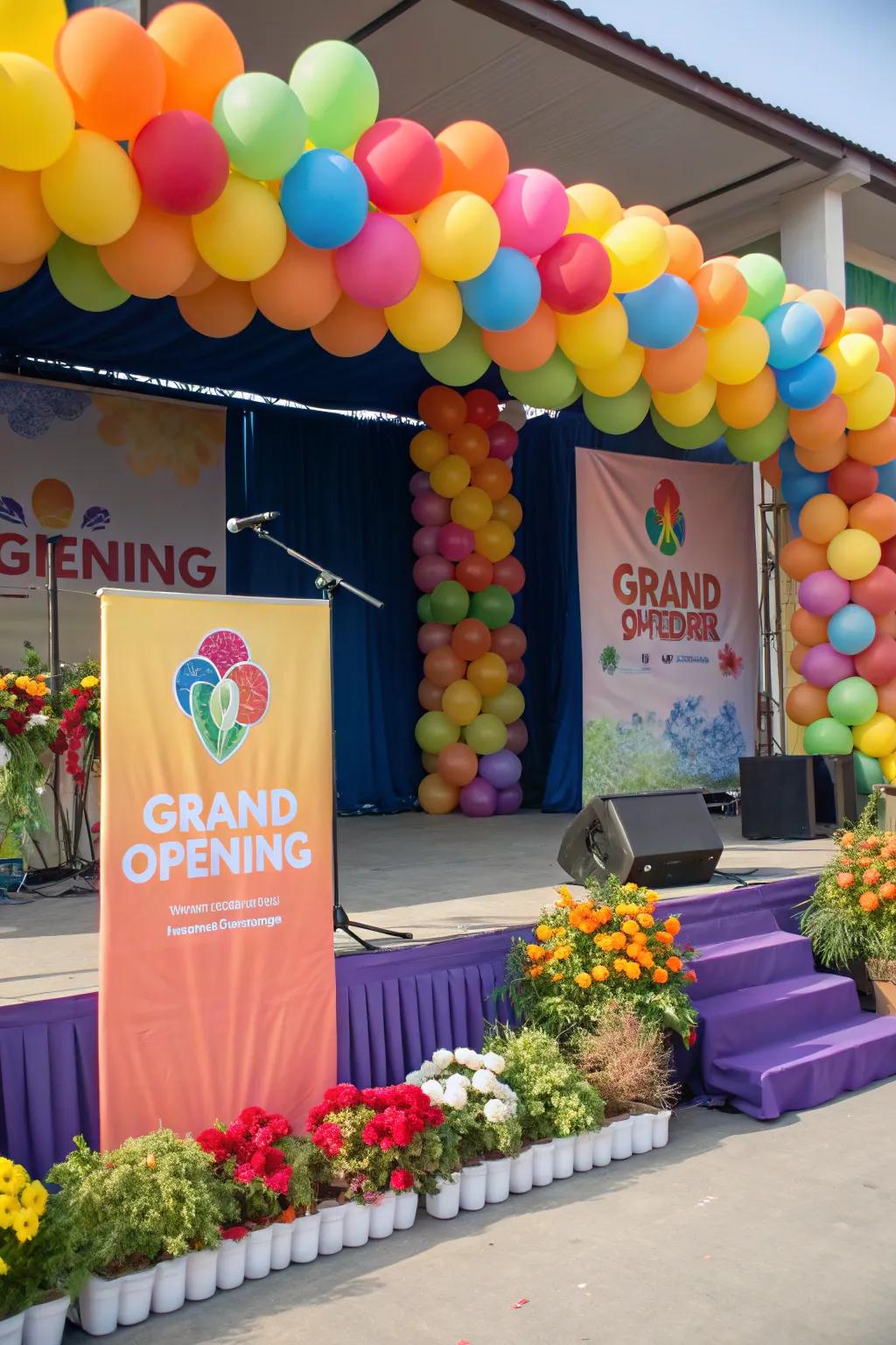 A vibrant balloon backdrop fashions an ideal snapshot setting.