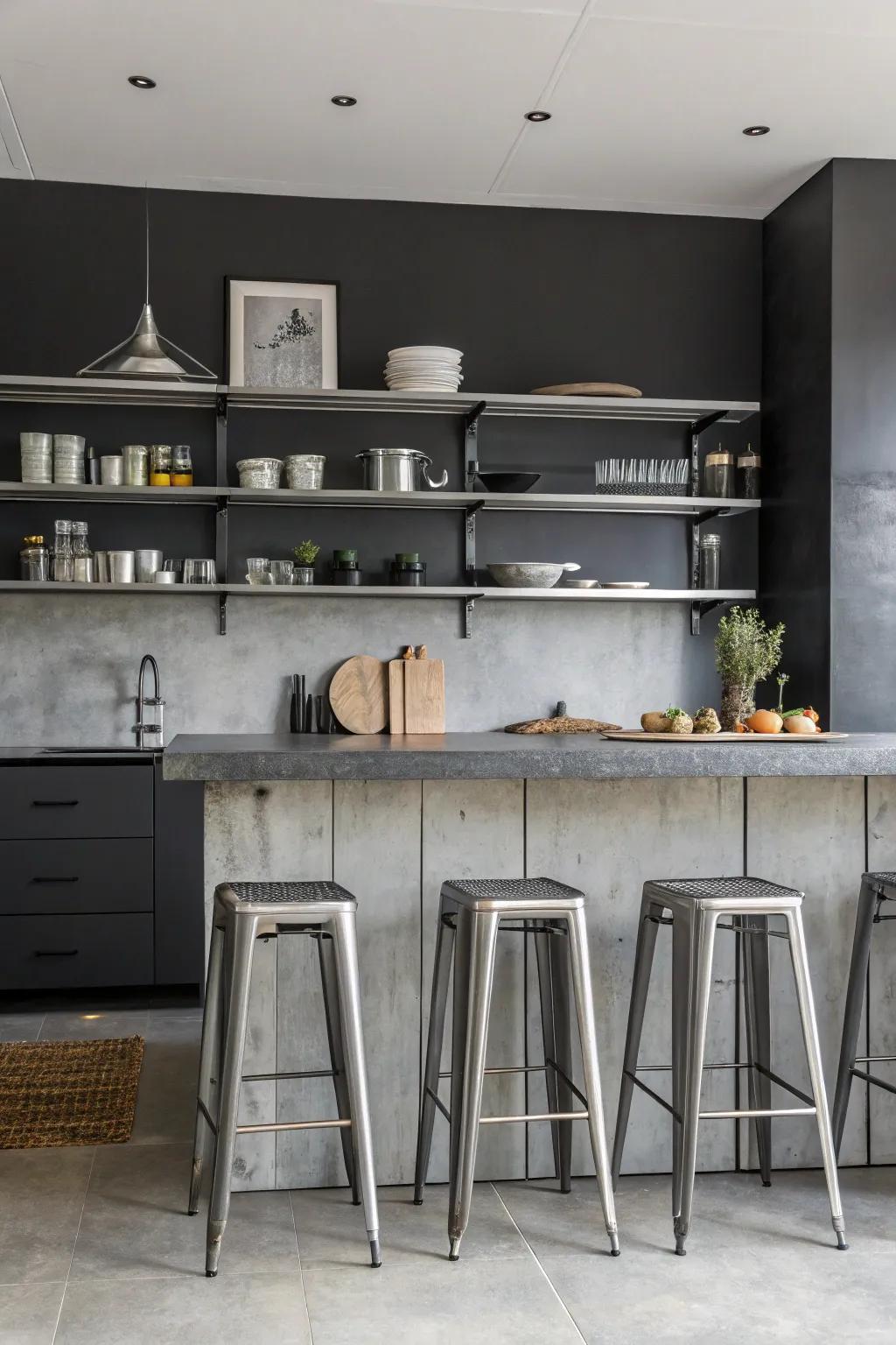 Industrial elements add a bold edge.