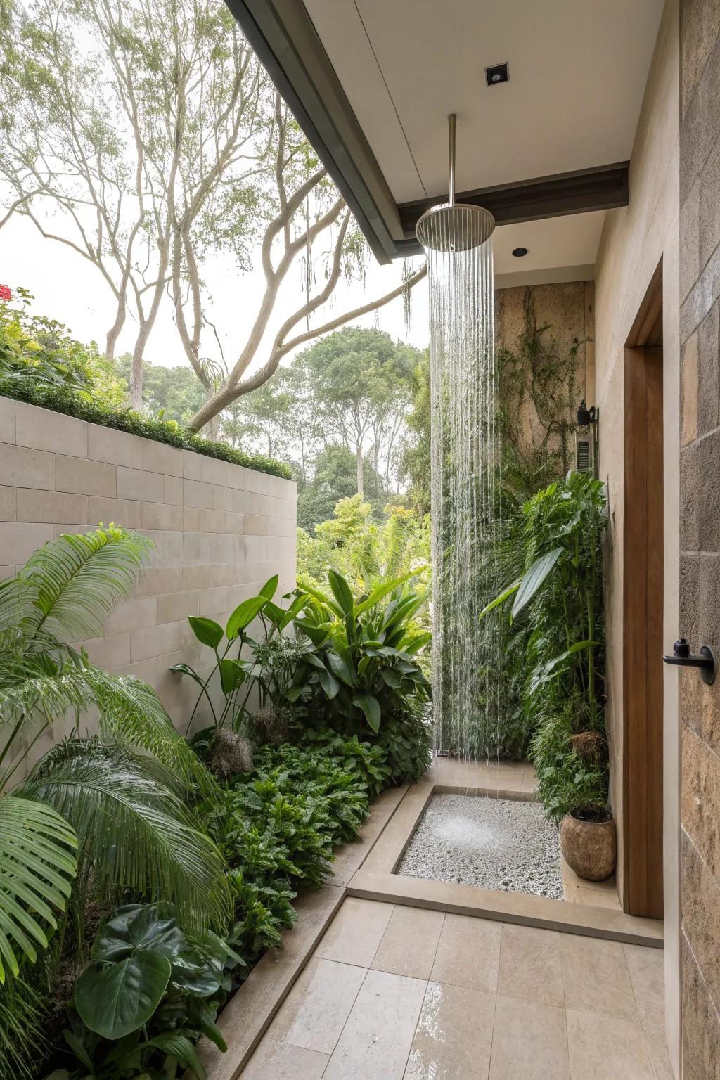Opt for an open shower concept to unify the area.
