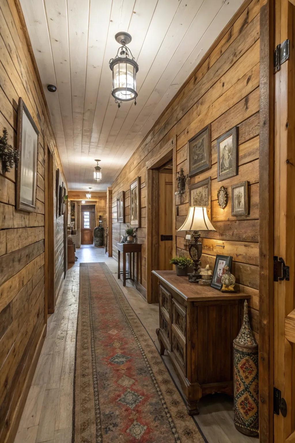 Embrace rustic appeal with salvaged wood paneling.