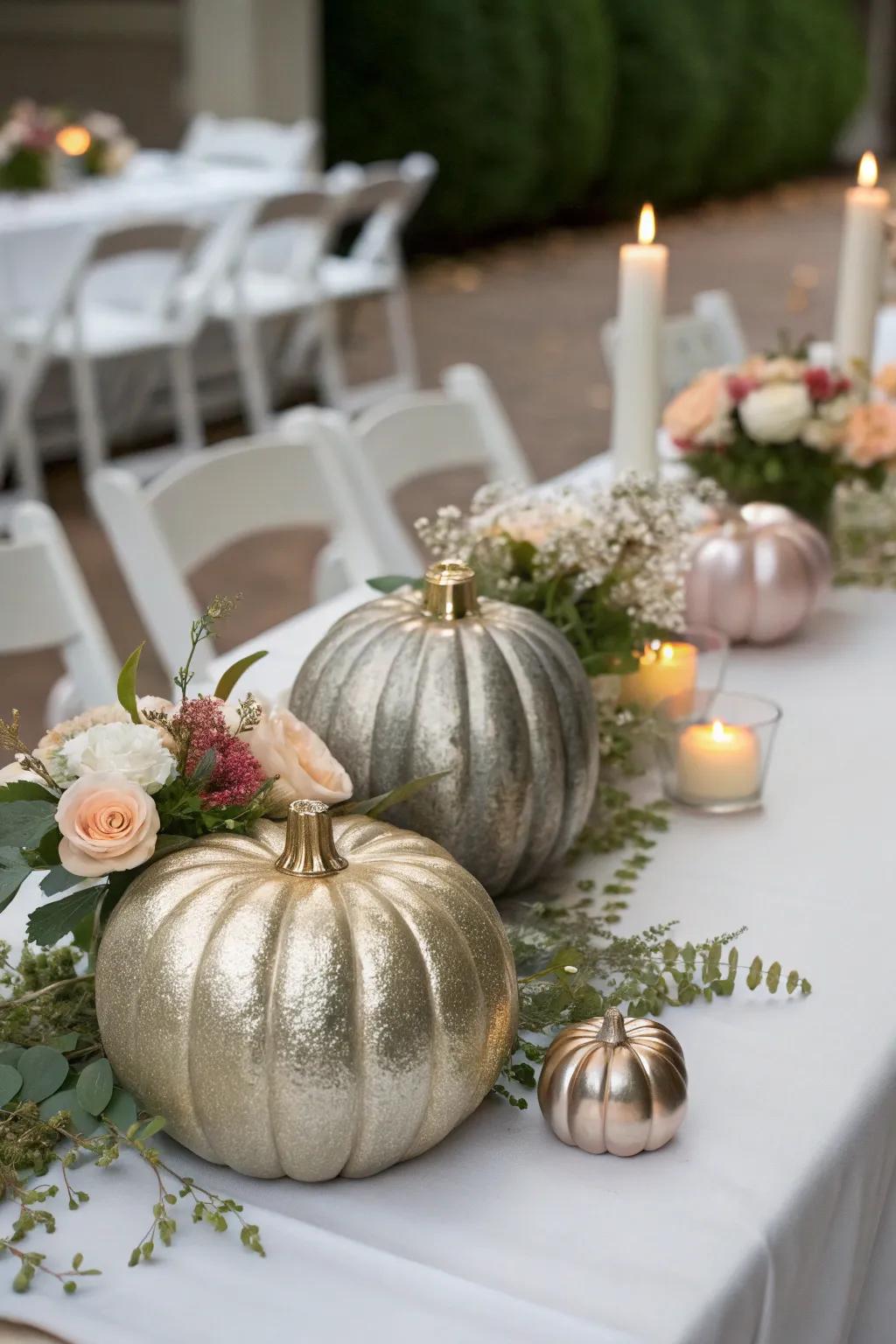 Pumpkins infuse your wedding decor with a hint of autumnal playfulness.