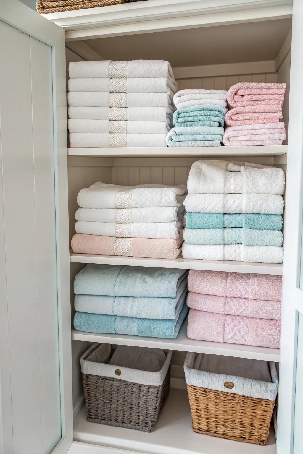 Color coordination adds elegance and tranquility to your closet.