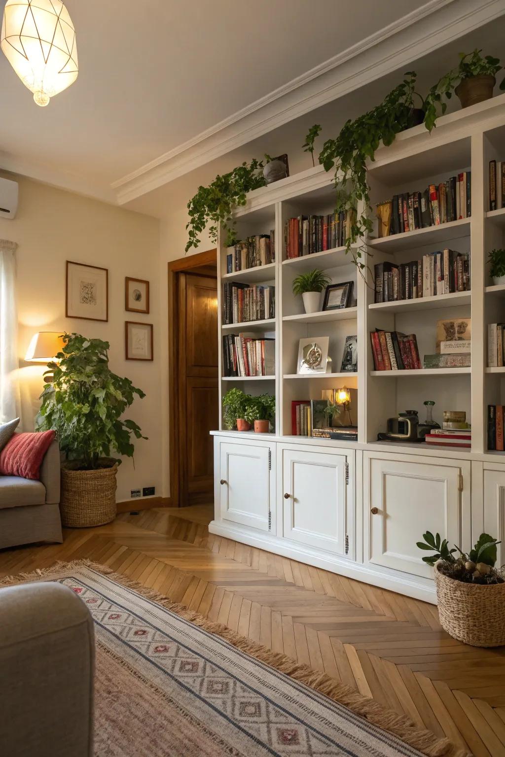 Built-in bookshelves add charm and functionality to your living space.