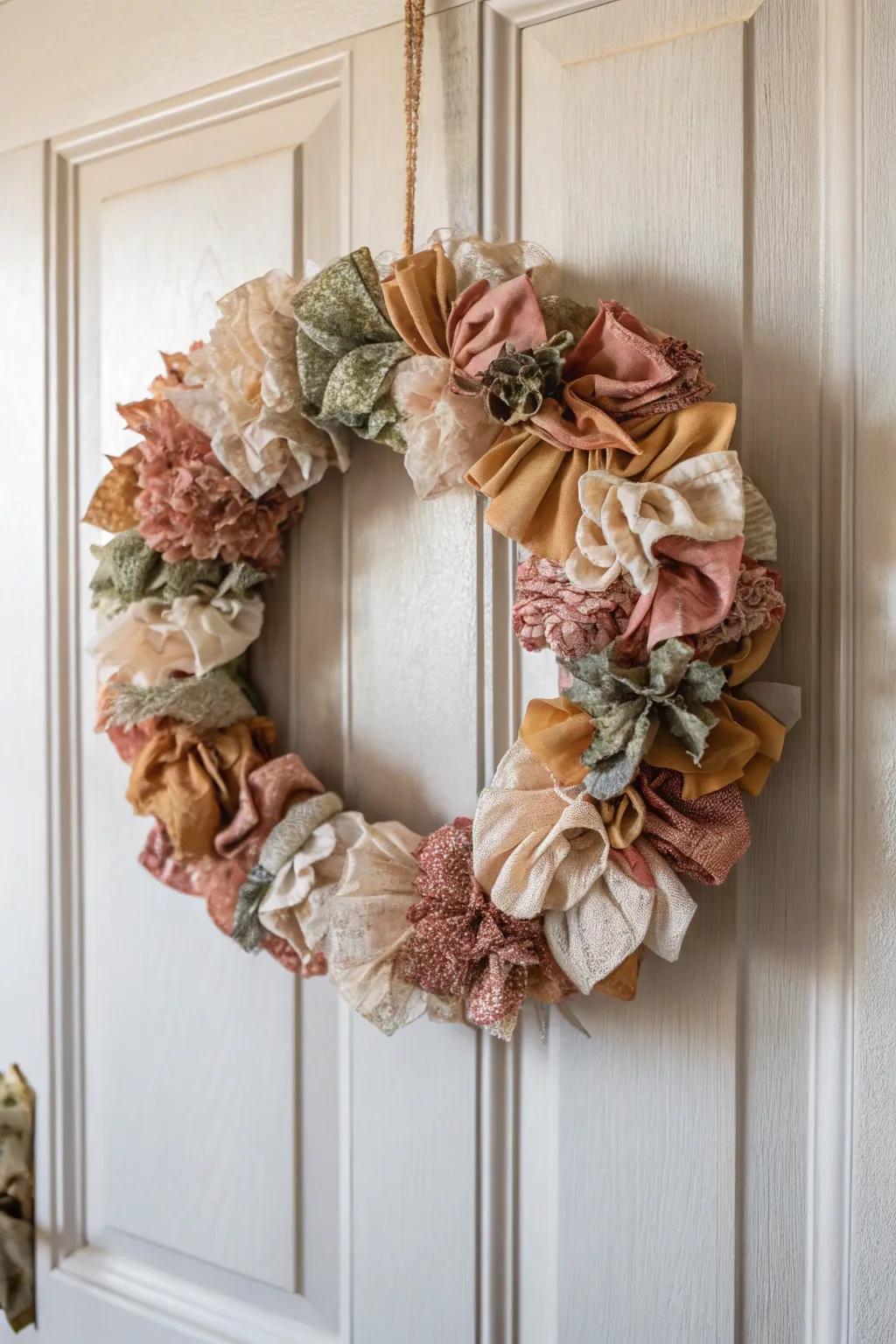 Transform your textile remnants into a captivating centerpiece that celebrates sustainability and elegance.