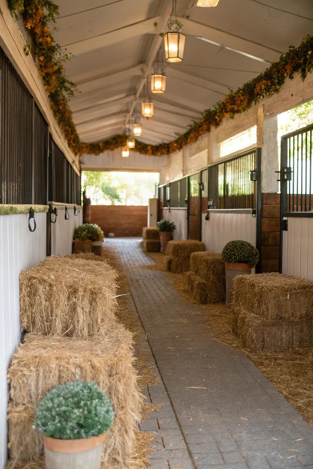 Hay bales can be employed both functionally and decoratively.