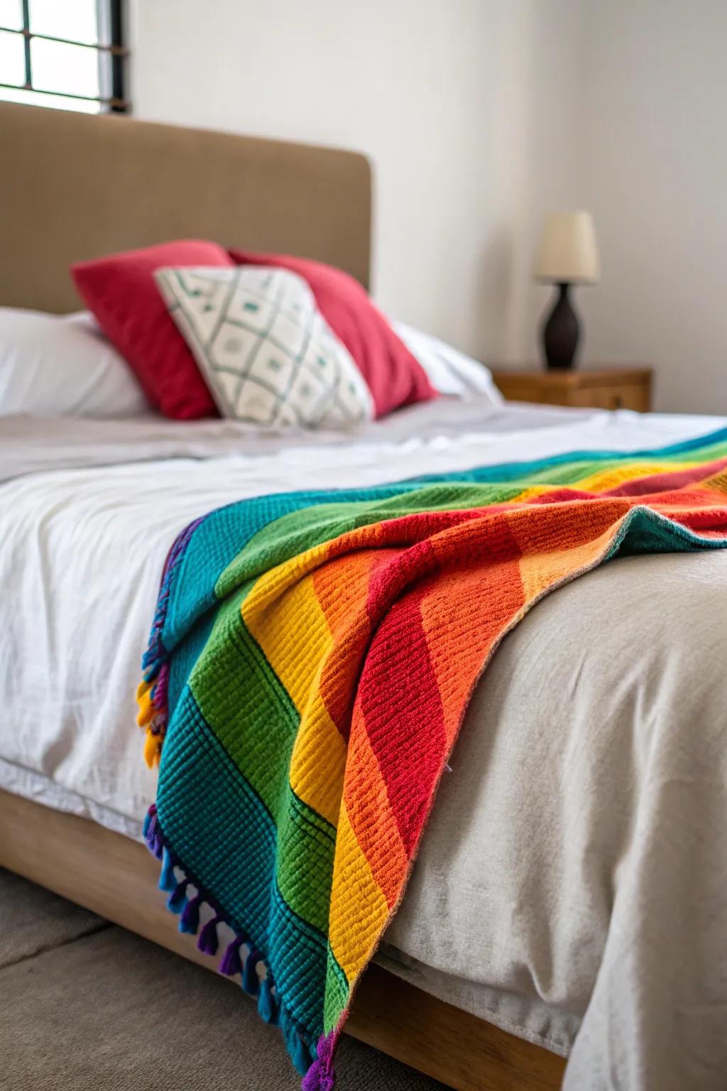 A throw blanket readily contributes warmth and aesthetic appeal.