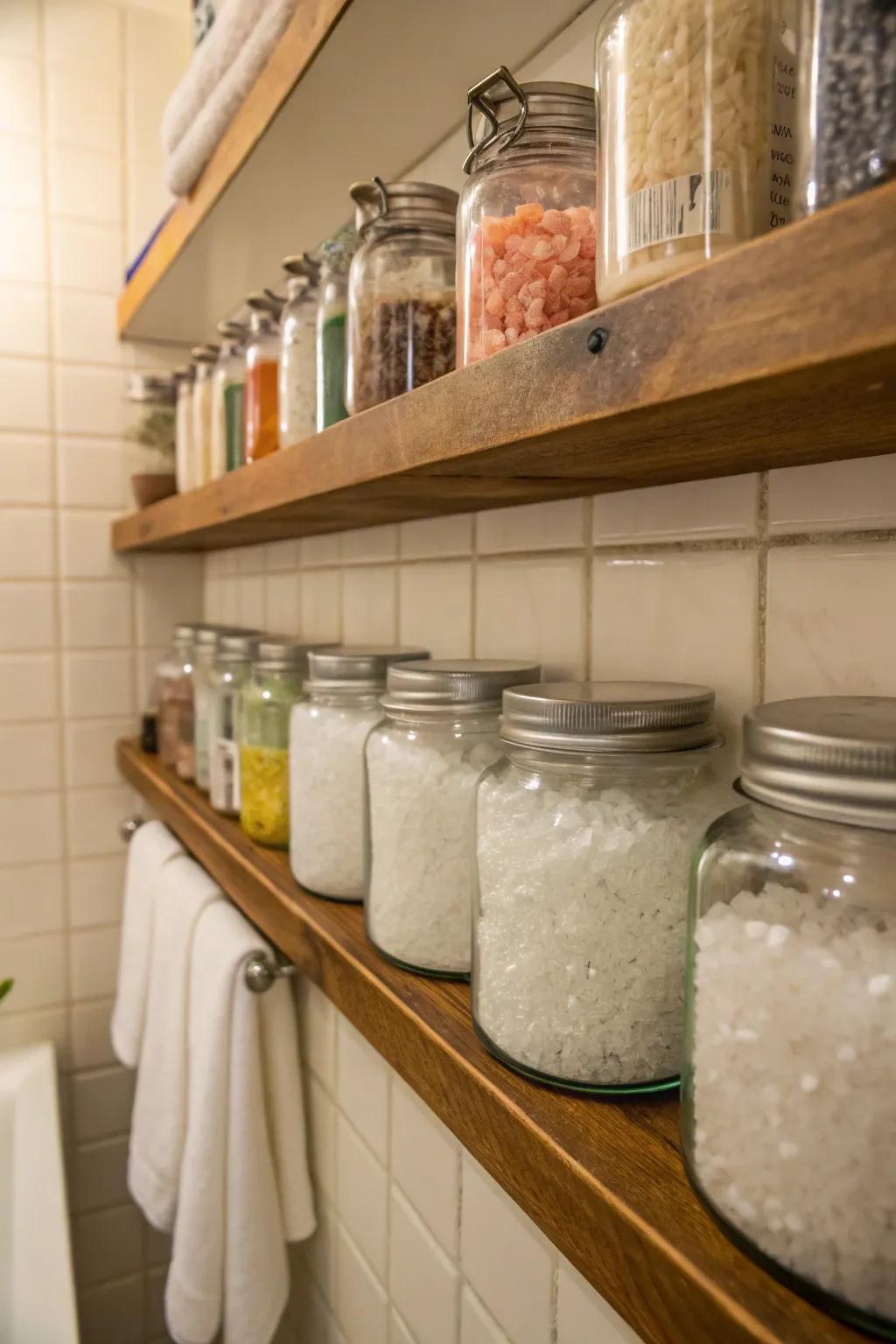 Attractive shelf display featuring assorted magnesium flakes