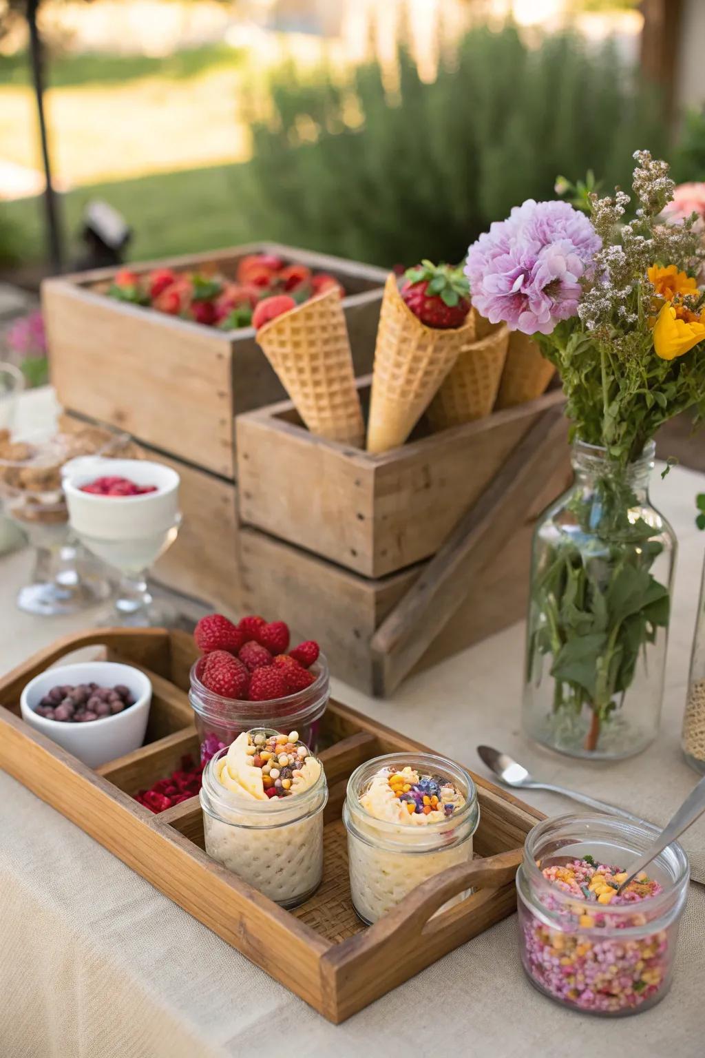 A nature-inspired dessert table that brings the serenity of nature to dessert time.