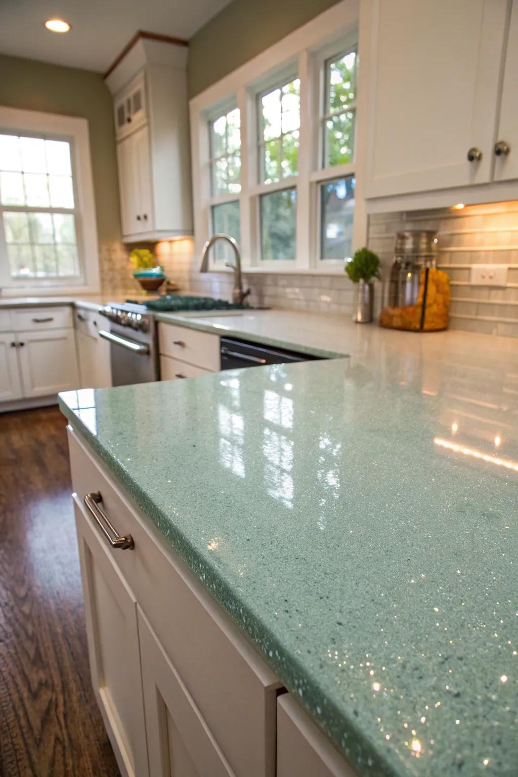 Recycled glass countertops provide an exceptional and eco-friendly kitchen option.