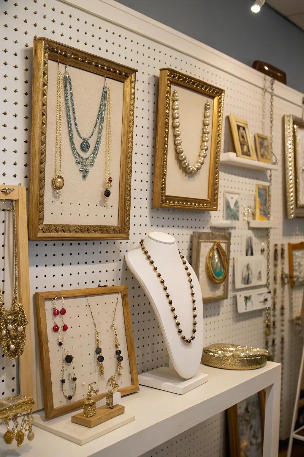 Transform jewelry into artistry with framed displays that mesmerize.