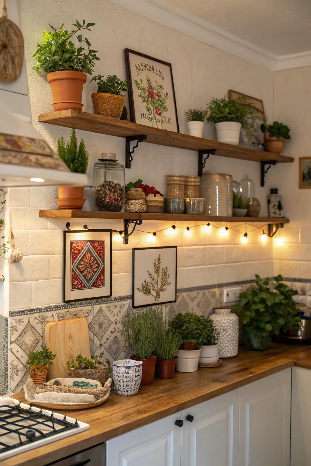 Plants and art personalize and elevate your kitchen.