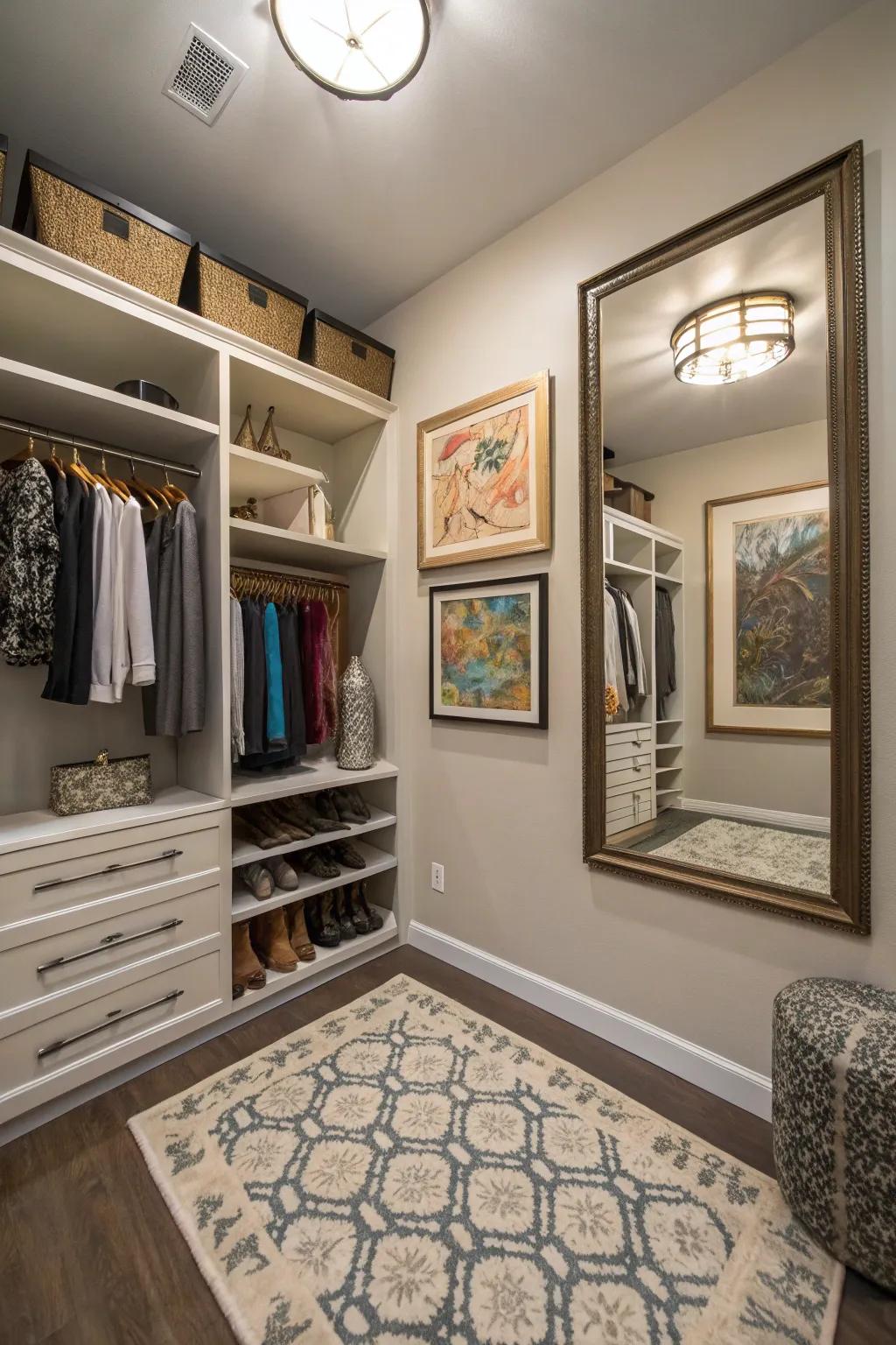 Decorative elements personalize and enhance your closet.
