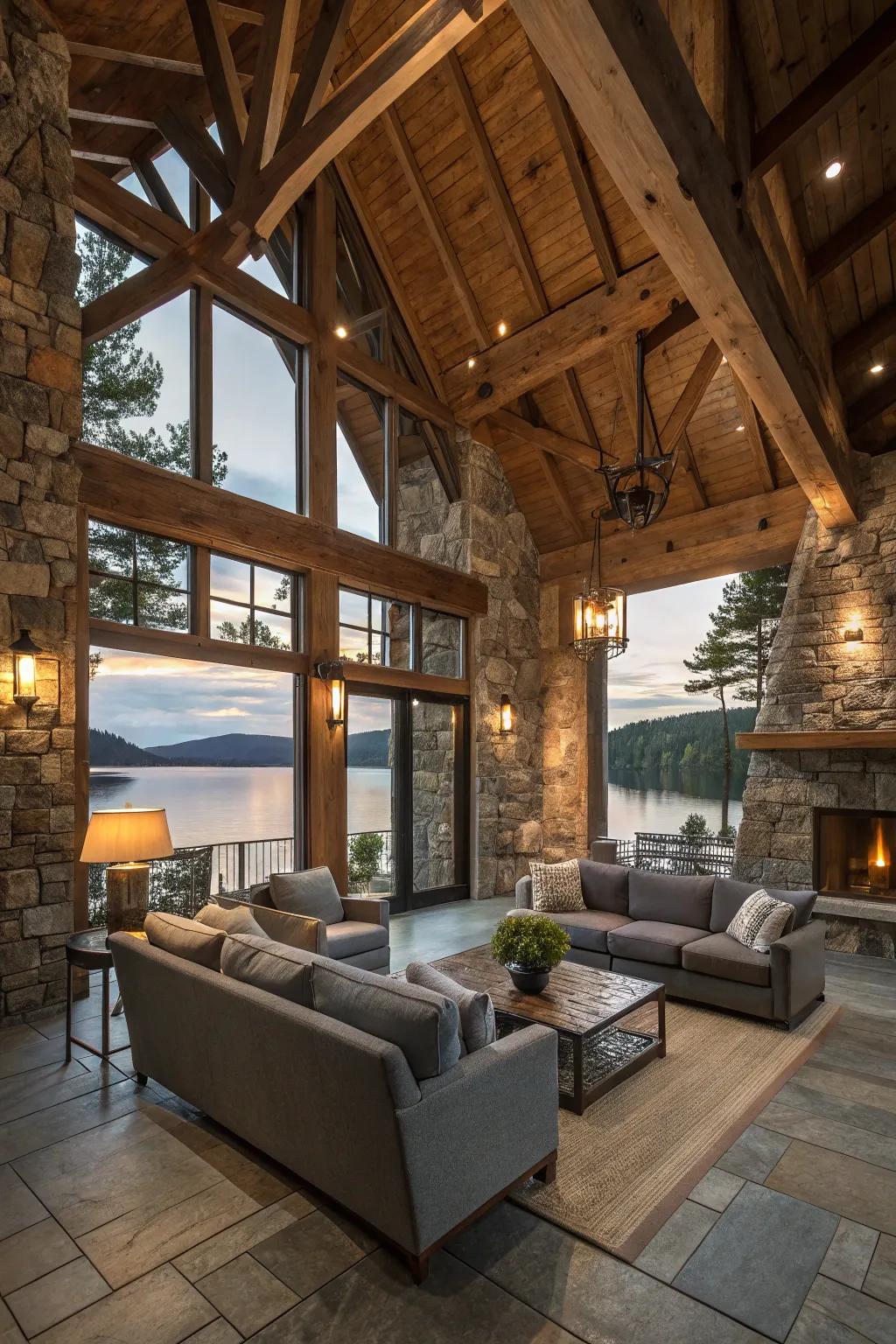 A balanced mix of rustic and modern aesthetics.