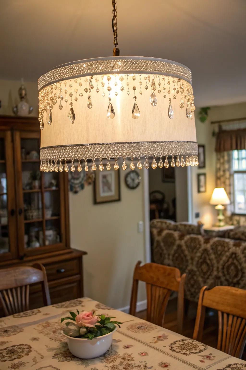 Add a dash of opulence by integrating beaded trim onto your lampshade.