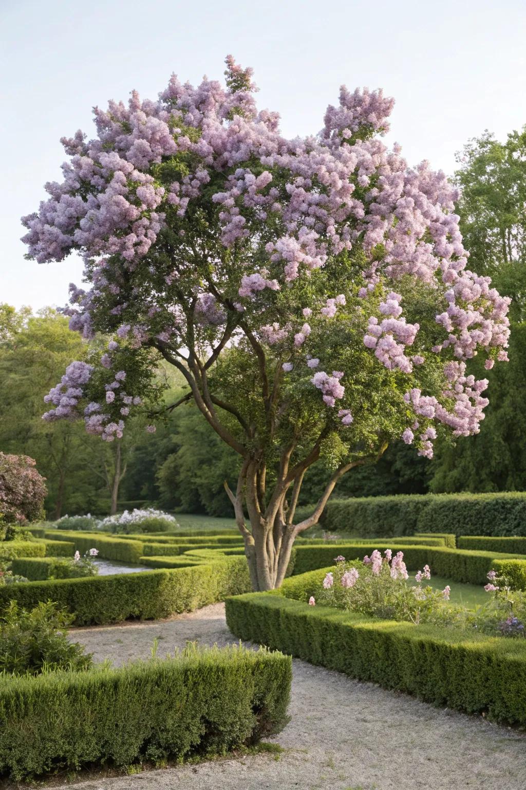 An impressive <strong><em>Mystic Bloom</em></strong> bush turns into the heart of this garden.” loading=”lazy” class=”pimg”>
	</picture><figcaption>An impressive <strong><em>Mystic Bloom</em></strong> bush turns into the heart of this garden.</figcaption></figure>
<p>Position a solitary, sizable <strong><em>Mystic Bloom</em></strong> bush as the main attraction in your garden for a breathtaking focal point. In my garden, it acts as a gathering place and a topic for conversation.</p>
<h3>Try these:</h3>
<ul class=