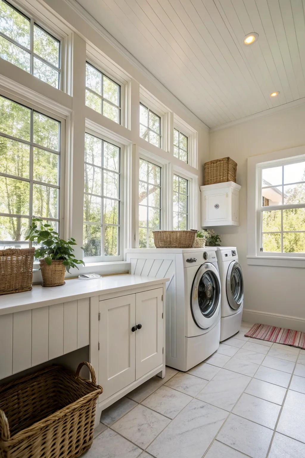 Harness the strength of natural illumination to brighten your laundry area.