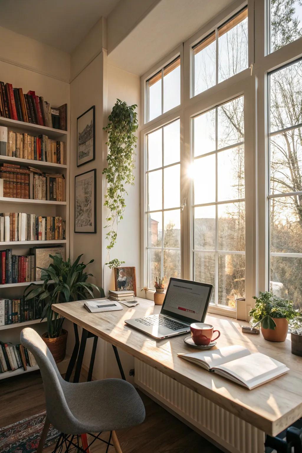 Let natural light brighten your workspace for a happier day.