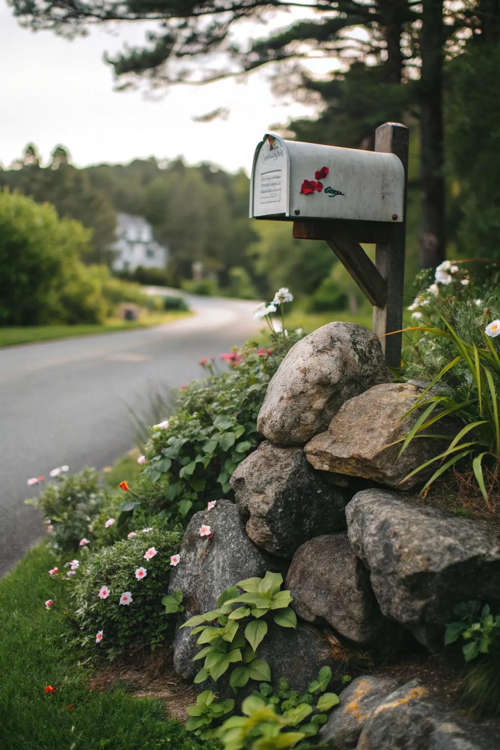 Asymmetrical stone blueprints deliver an innovative spin to conventional landscaping.