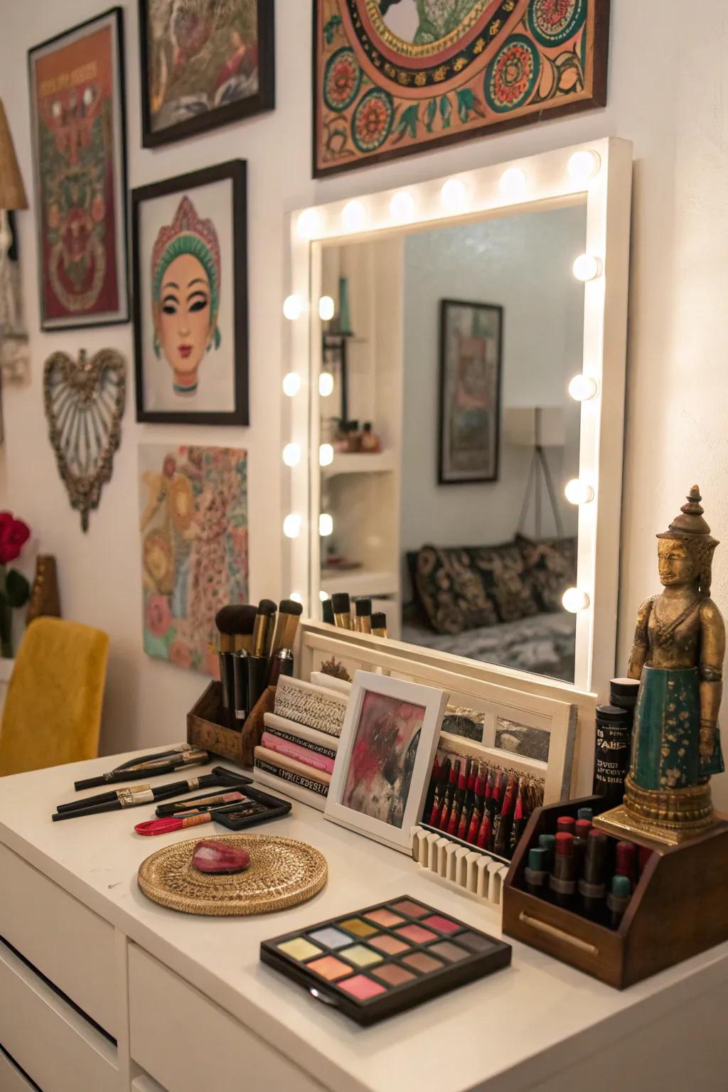 Personal decor adds character to your makeup room.