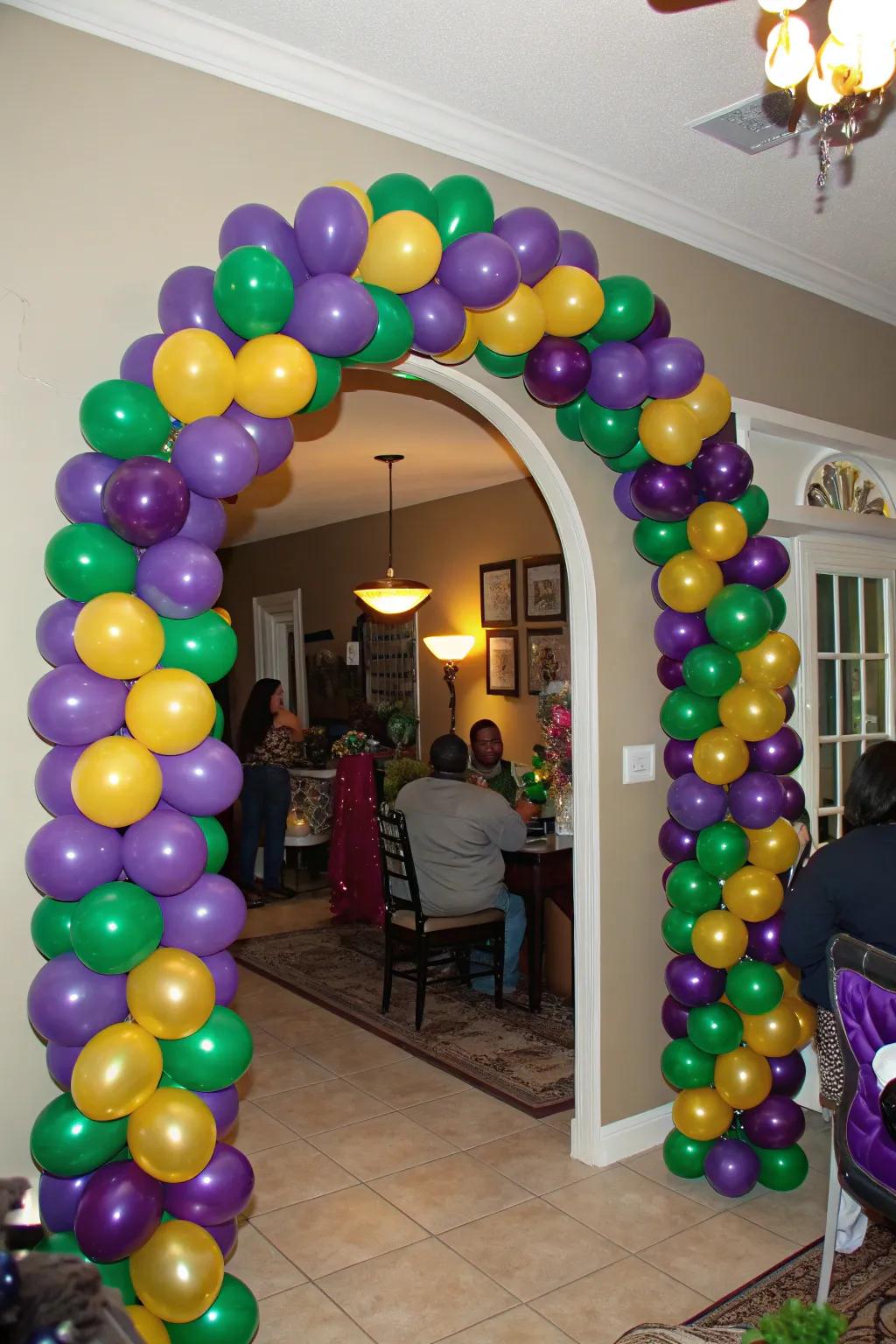 An outstanding balloon arch sets an inviting celebratory tone for the entryway
