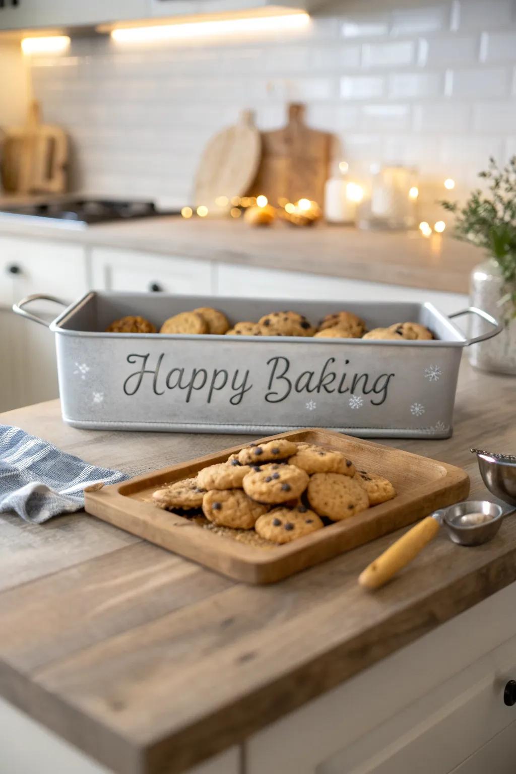 A personalized pan fills every baking session with joy.