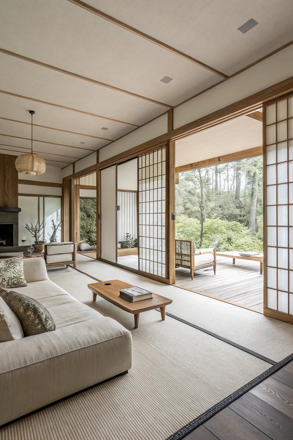 Unobstructed areas in a minimalist living space boost the sense of freedom and flow.