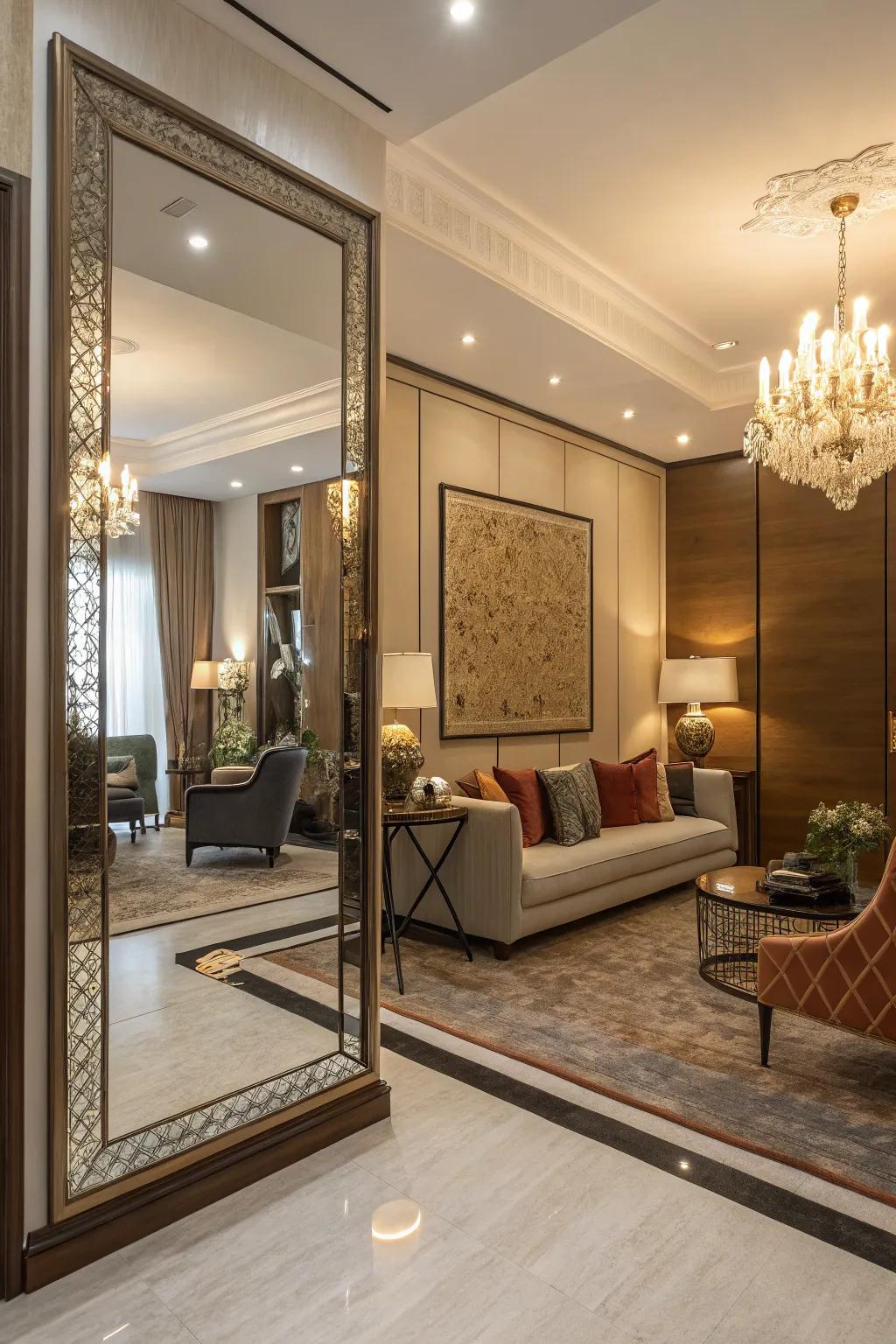 Floor-to-ceiling reflectors create an illusion of vast space.