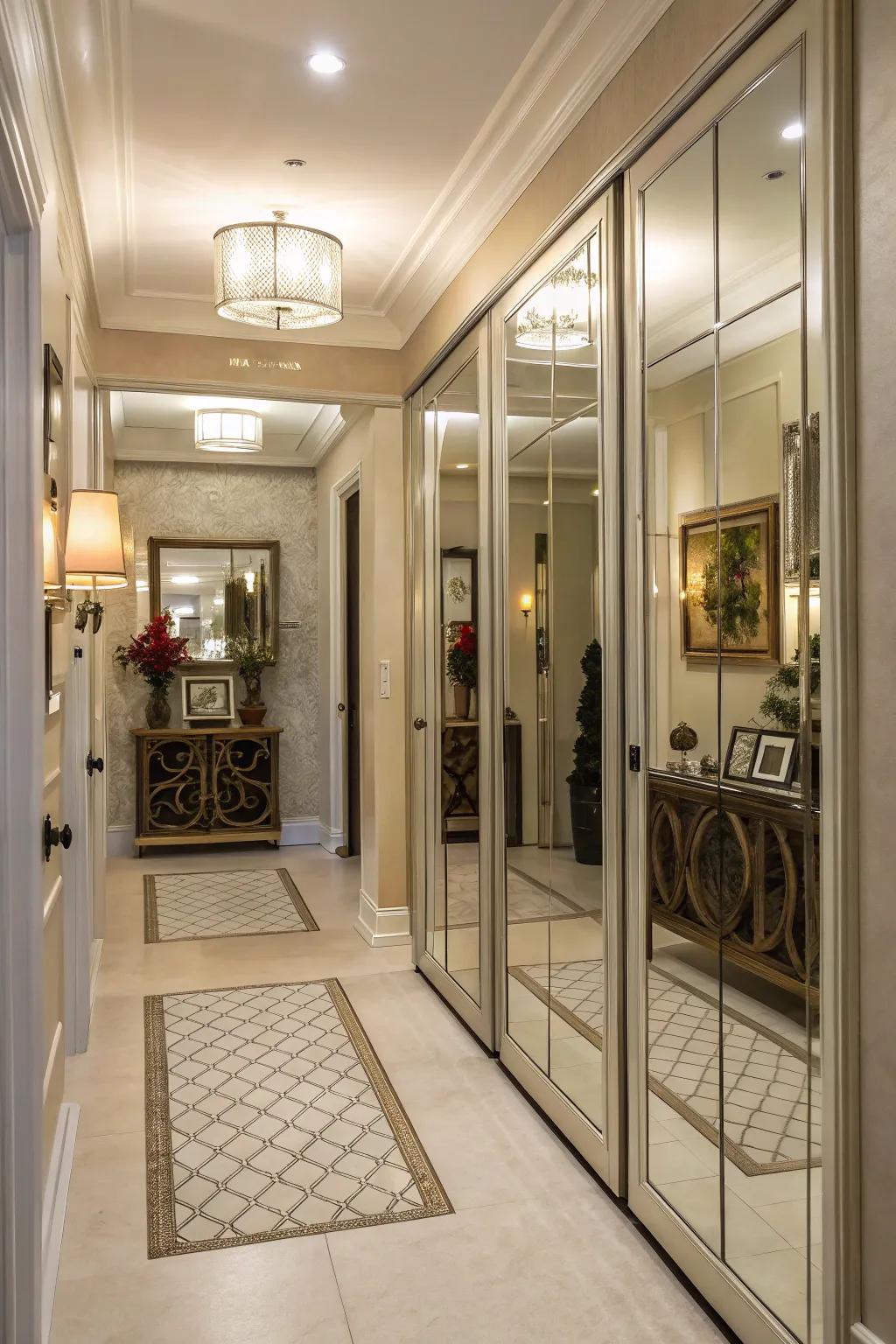 Add chicness to your entryway with reflective panels.