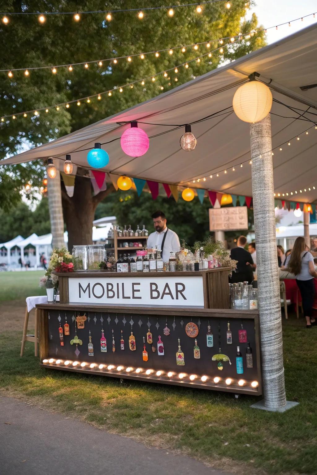 Custom touches bring character to this mobile bar.