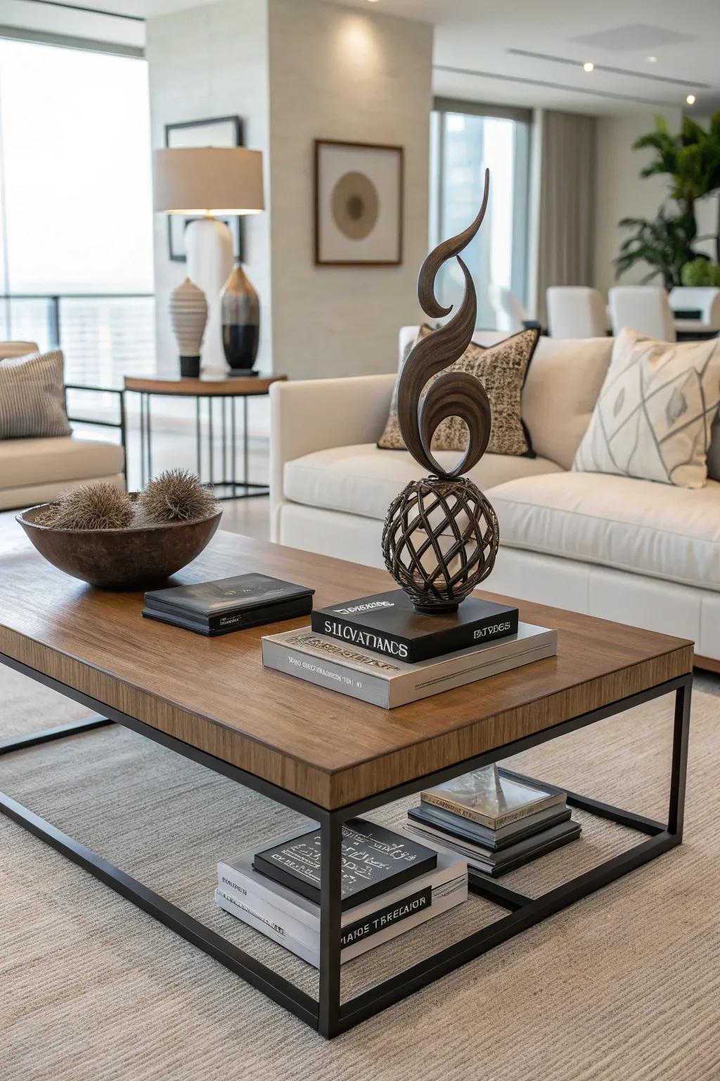 A sculpture infuses your table with artistic charm and elegance.