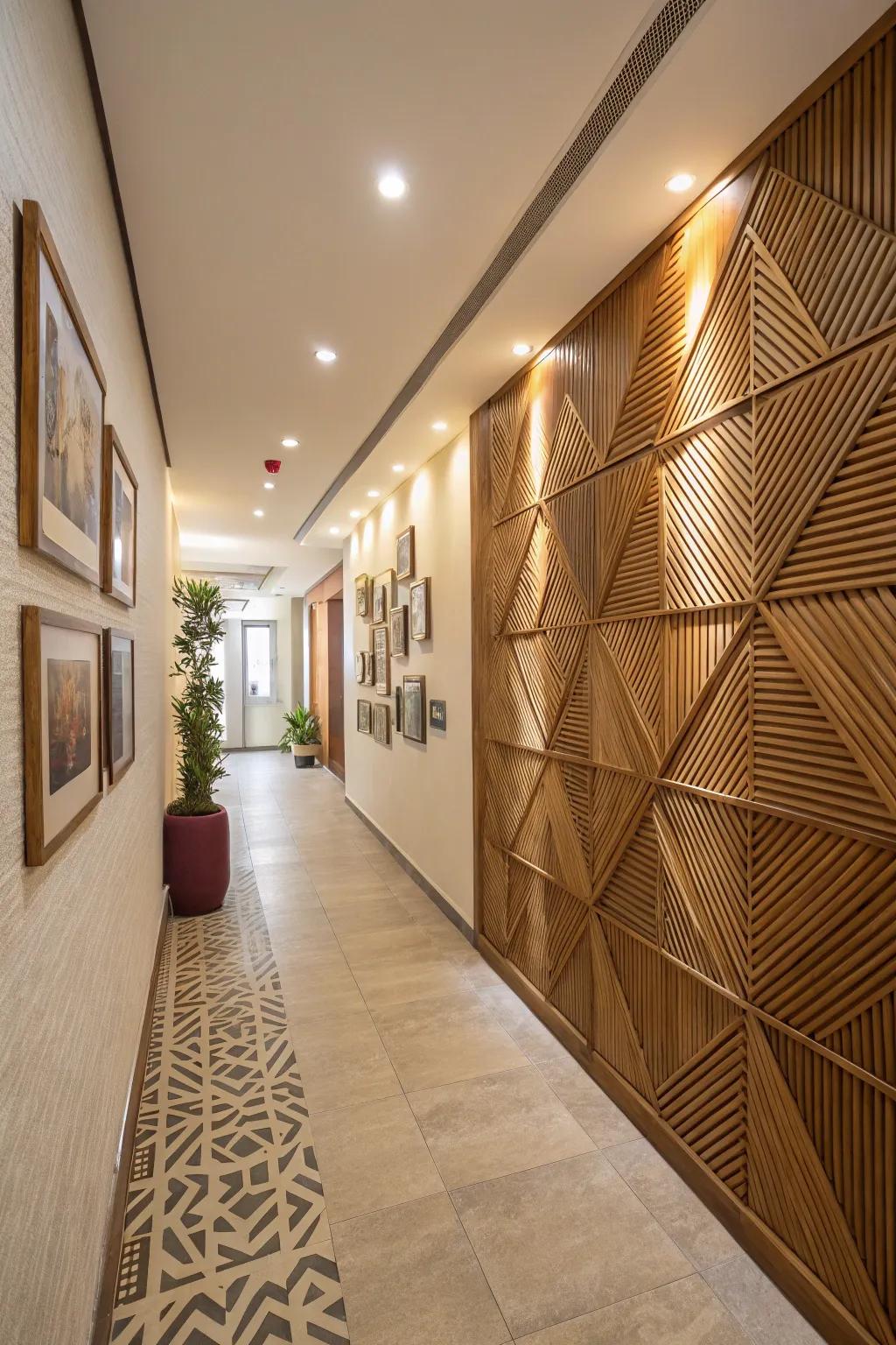 Transform your space into an art piece with a geometric paneled timber feature wall.