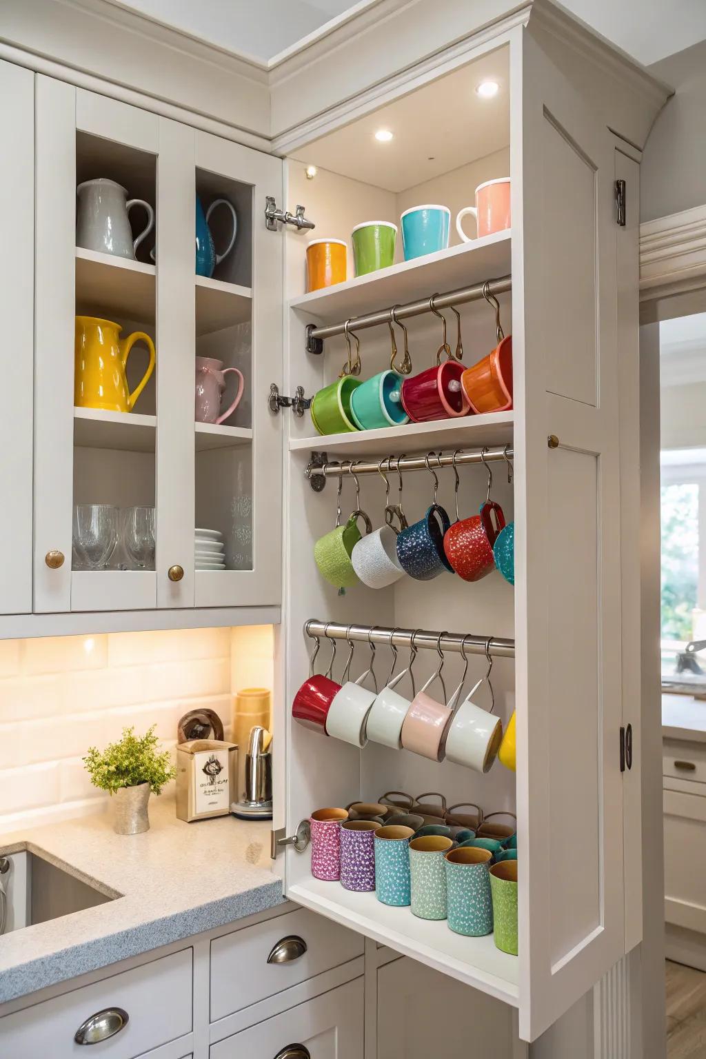 Make the most of your cabinet space with clever storage solutions.