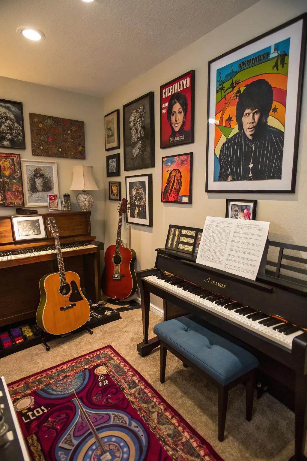 Decorations showing personal preferences make the area genuinely unique.