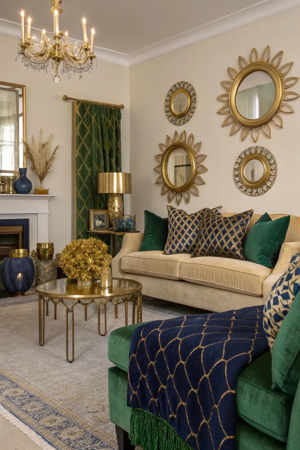 Gleaming highlights add a luxurious touch to the living area aesthetic.