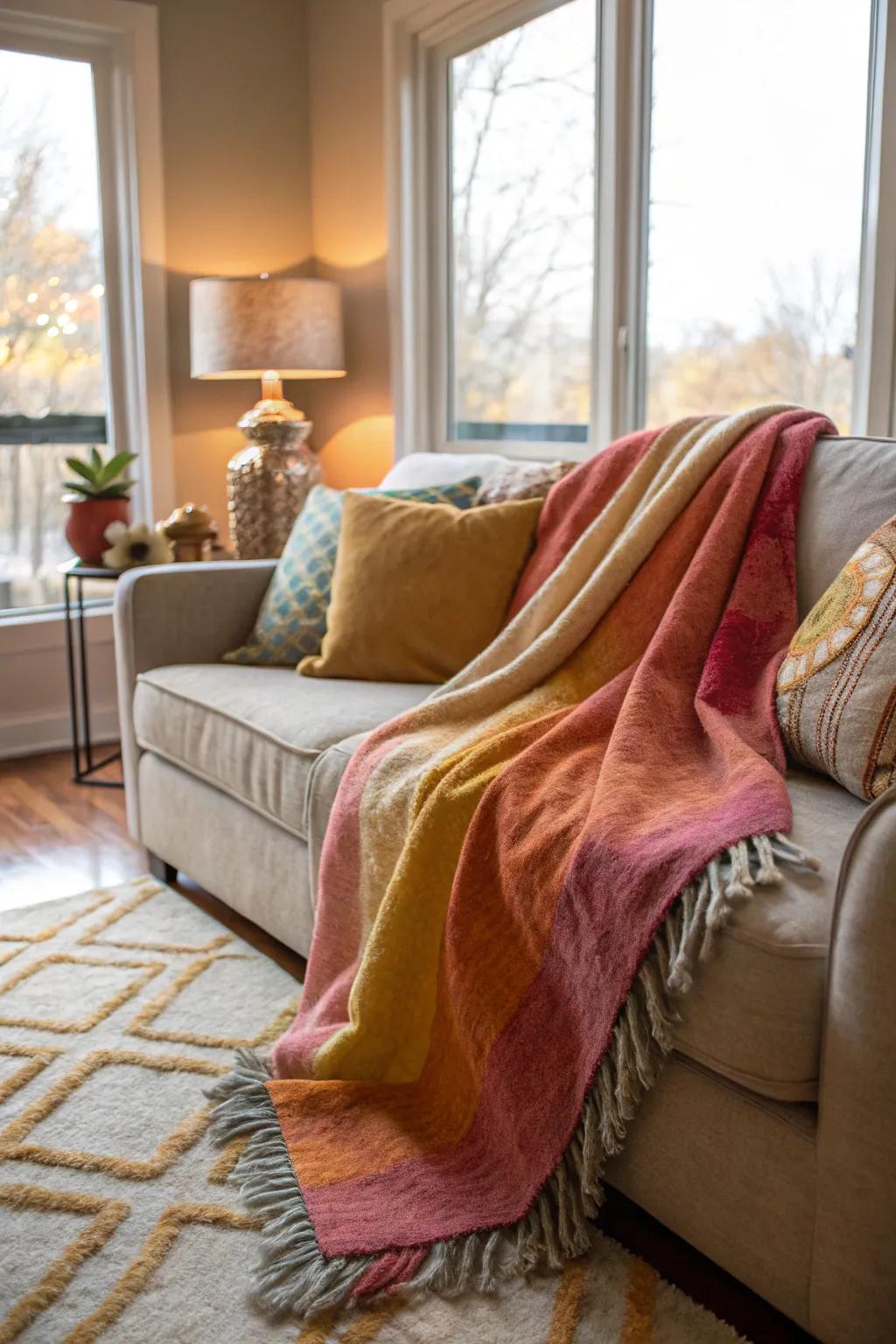 Keep warm using a deluxe throw blanket, ideal for any living space.