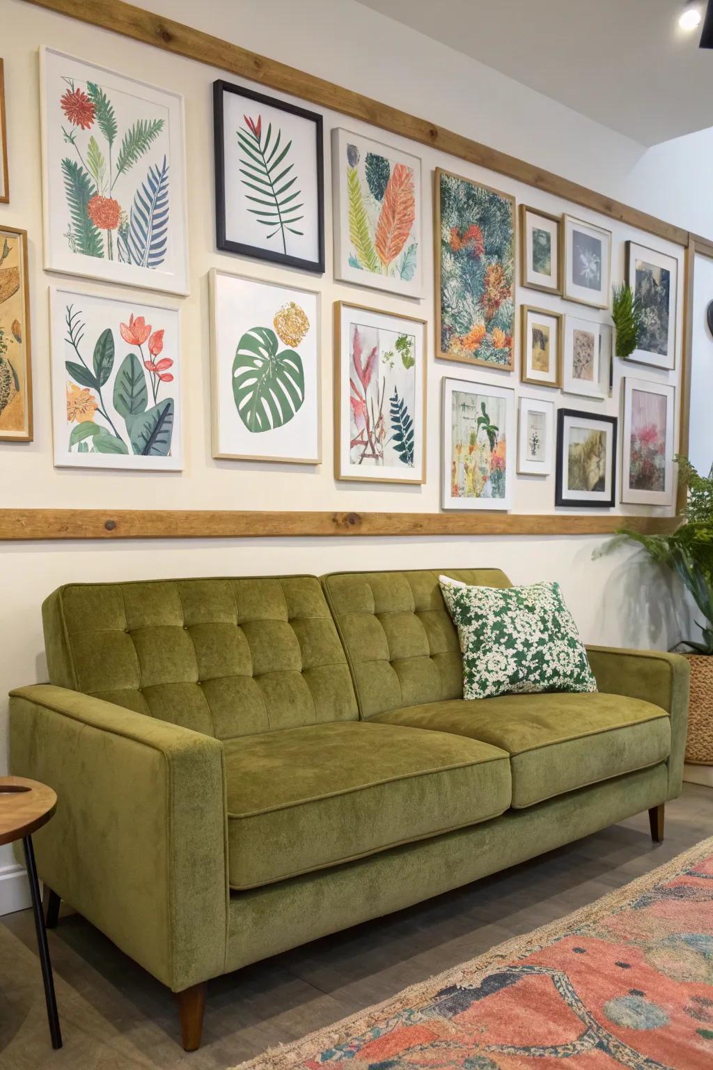 Artwork infuses a tailored touch to your family room.