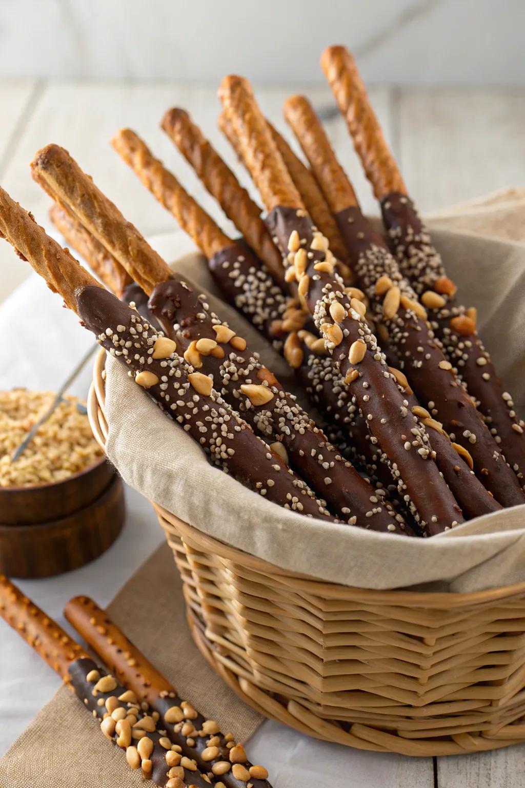 Faux firewood sticks contributing a delightful crunch to the table spread.