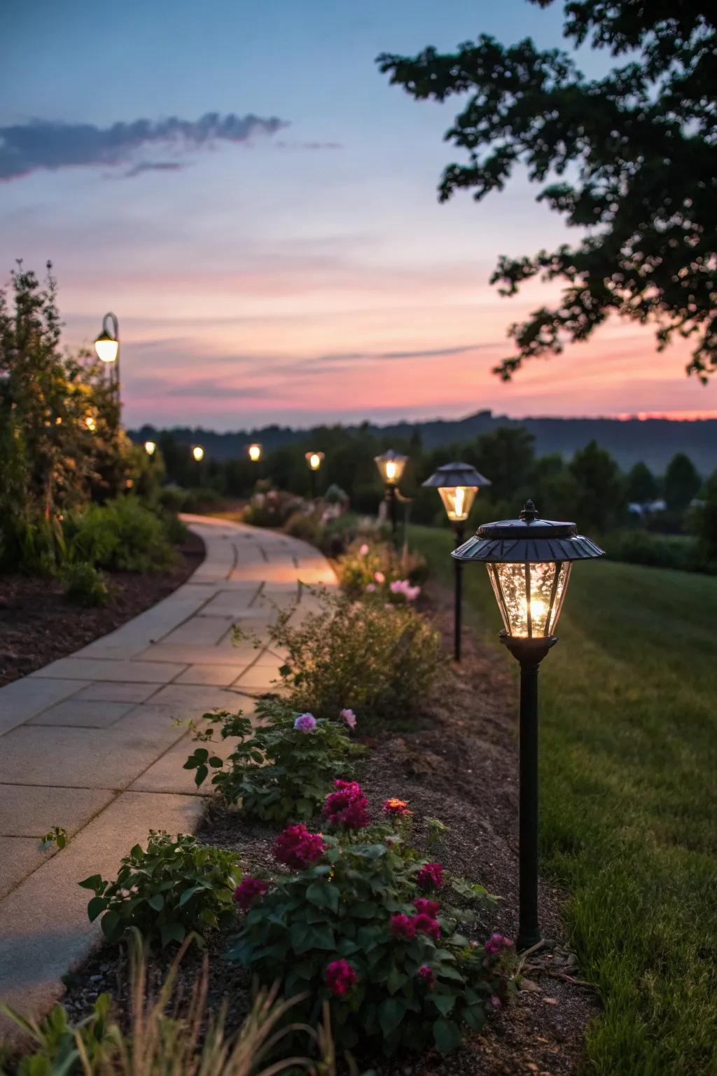 Environmentally friendly sun-driven lights brighten your path.
