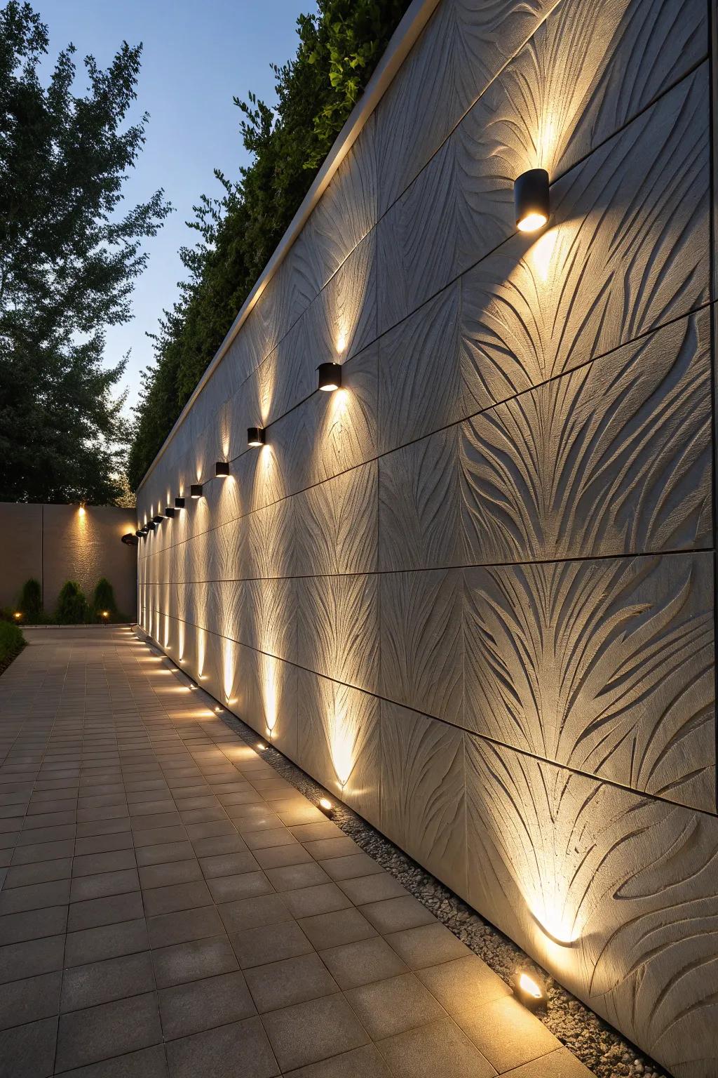 Vertical lights give outdoor spaces a dramatic flair.