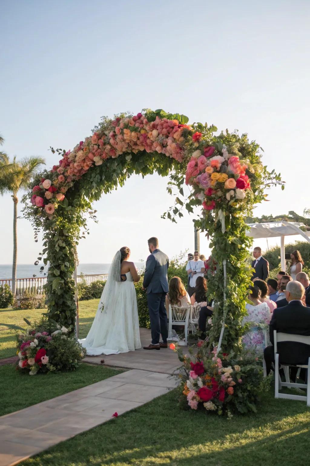 Frame your declarations of love using a striking blossom archway.