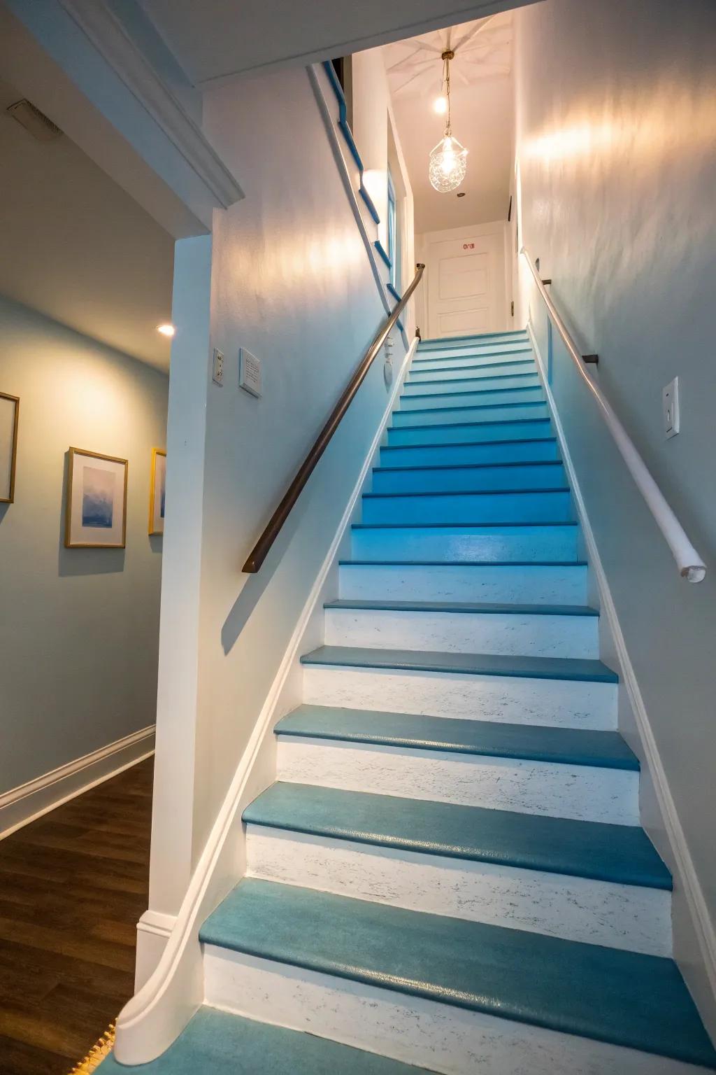 Create a tranquil flow using an ombre effect on your stairs.