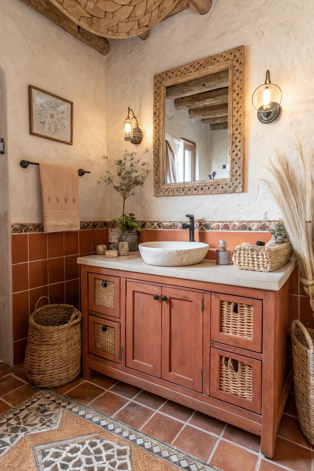 Sienna tones contribute cozy warmth to your area.