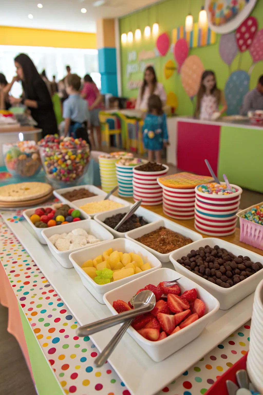 An individualized treat station empowering visitors to enjoy a custom dessert experience.