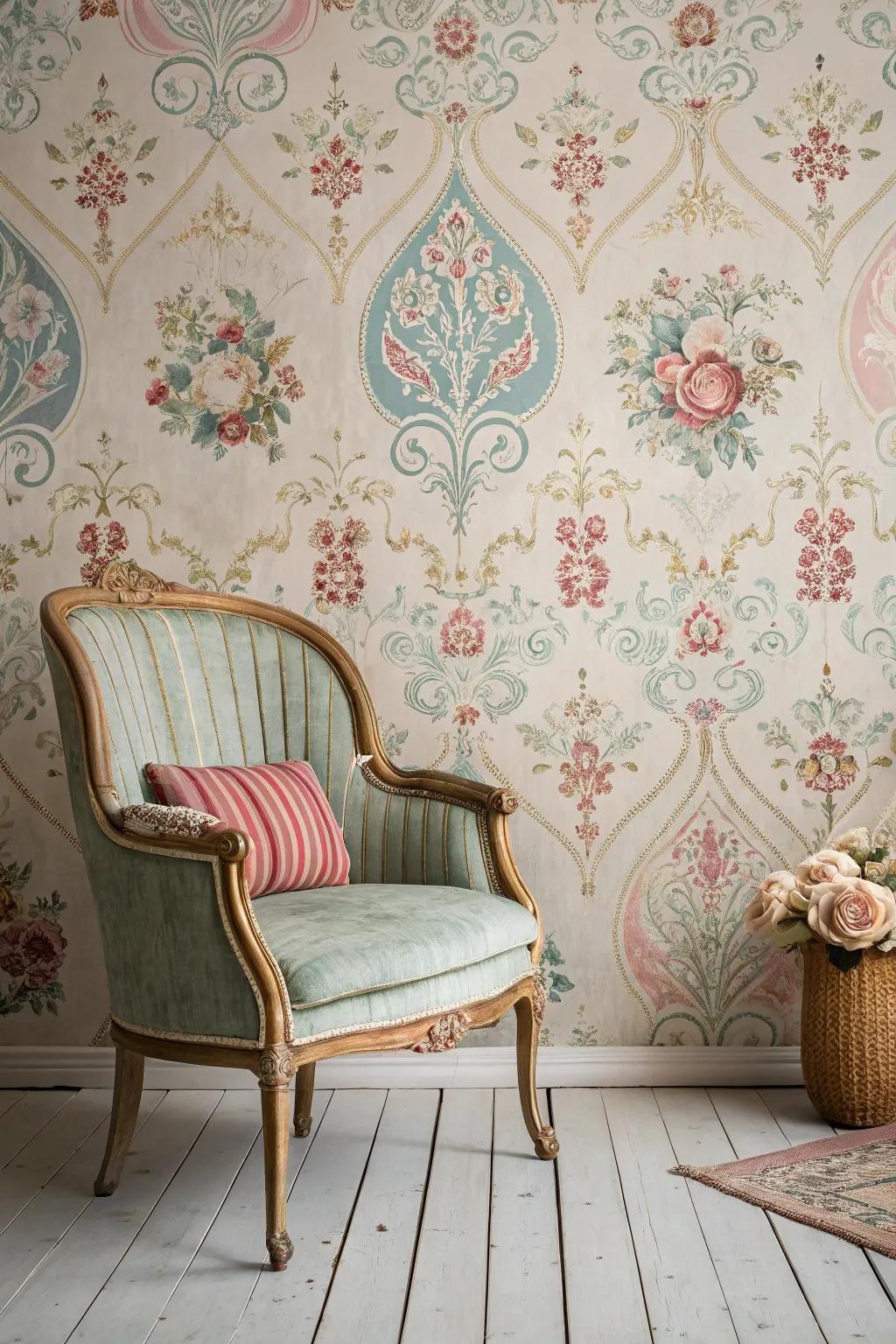 Alluring vintage wallpaper for a touch of nostalgia.