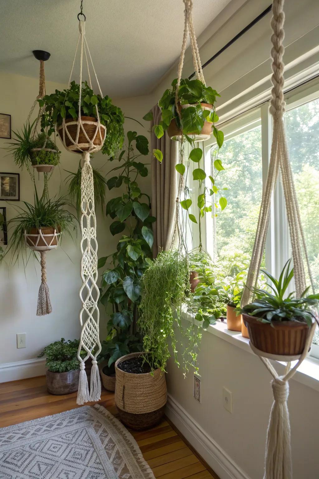 Elevate your plant aesthetic with hanging vessels.
