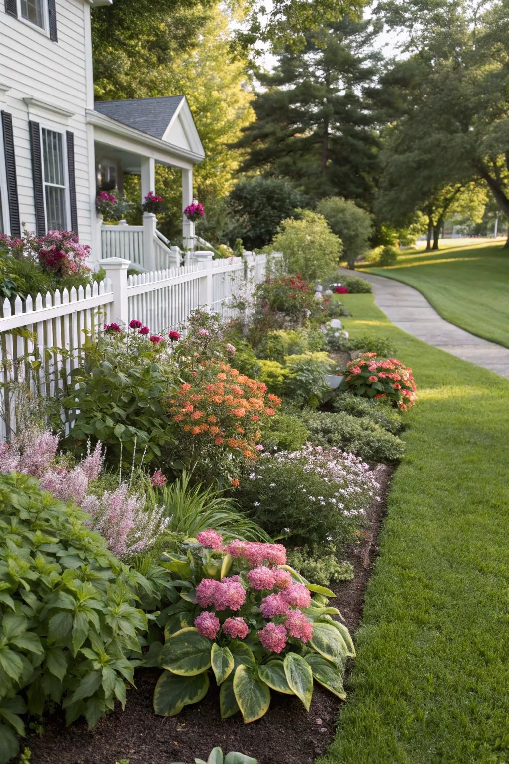 A mix of seasonal and perennial plants for lasting beauty.
