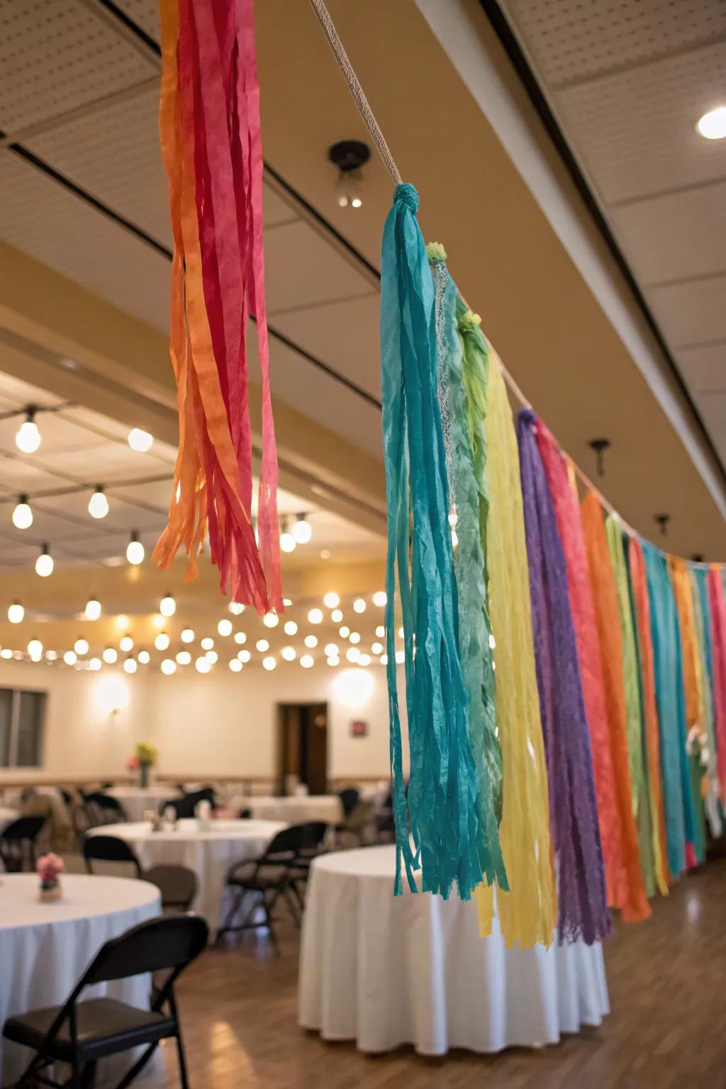 Incorporate vibrant motion with fringe banners.