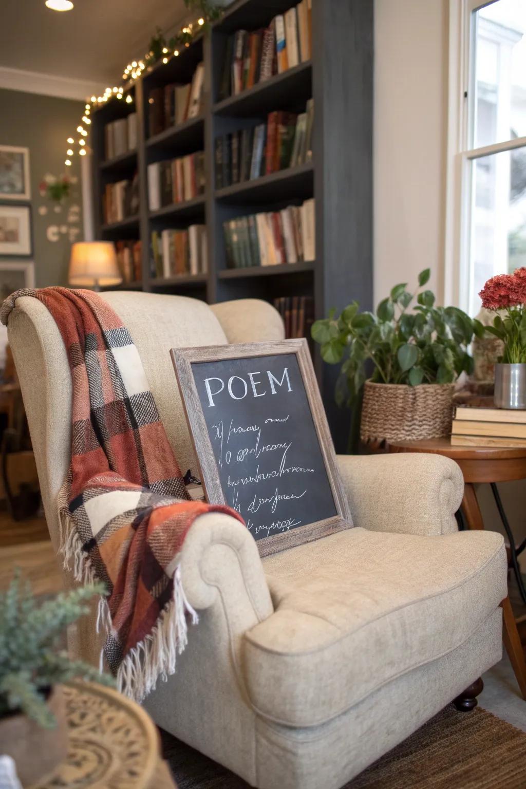 A verse chalk corner adds a new writing touch to your home.