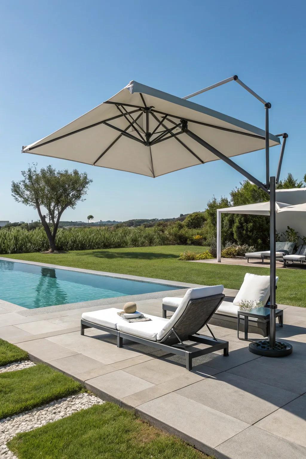 Cantilever umbrellas offering stylish and unobtrusive shade.