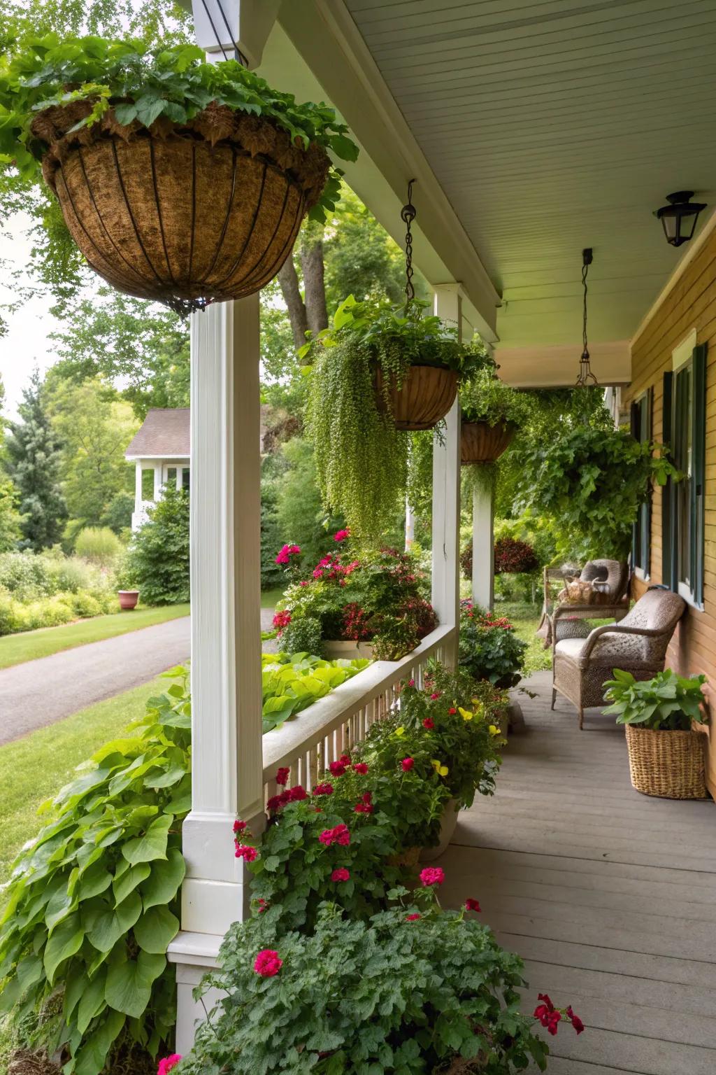 Greenery brings life and color to your veranda.